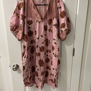 Knox Rose Pink and Brown Floral Midi Dress